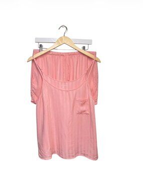 Ambrielle Pajama Set Peachy Pink Striped Cami Shorts Pockets Women Medium